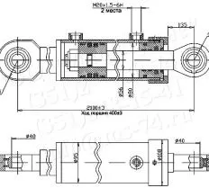 Гидроцилиндр ковша ЦГ-125.60х900.11 схема
