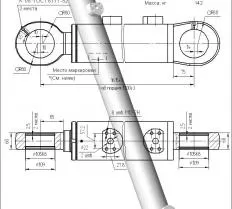 Гидроцилиндр рукояти ЦГ-110.80х1100.12 схема