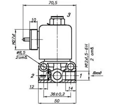 Клапан электромагнитный (НПО РОДИНА) КЭМ 16 схема